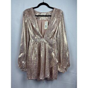 Women’s Ramy Brook Silk Gold Scale Printed Wrap Style Dress Sz 4